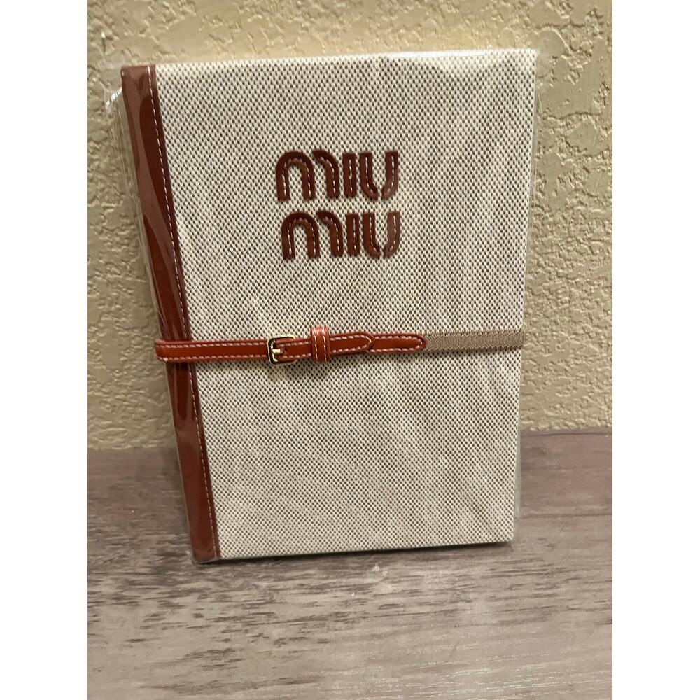 Miu Miu Canvas Notebook with Leather Strap – Brand New Authentic